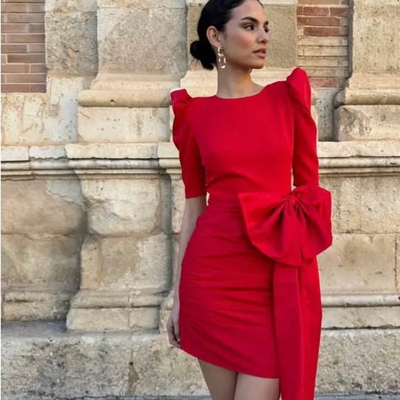 Red mini dress with bow sash -Brand New with Tags - Picture 4 of 5